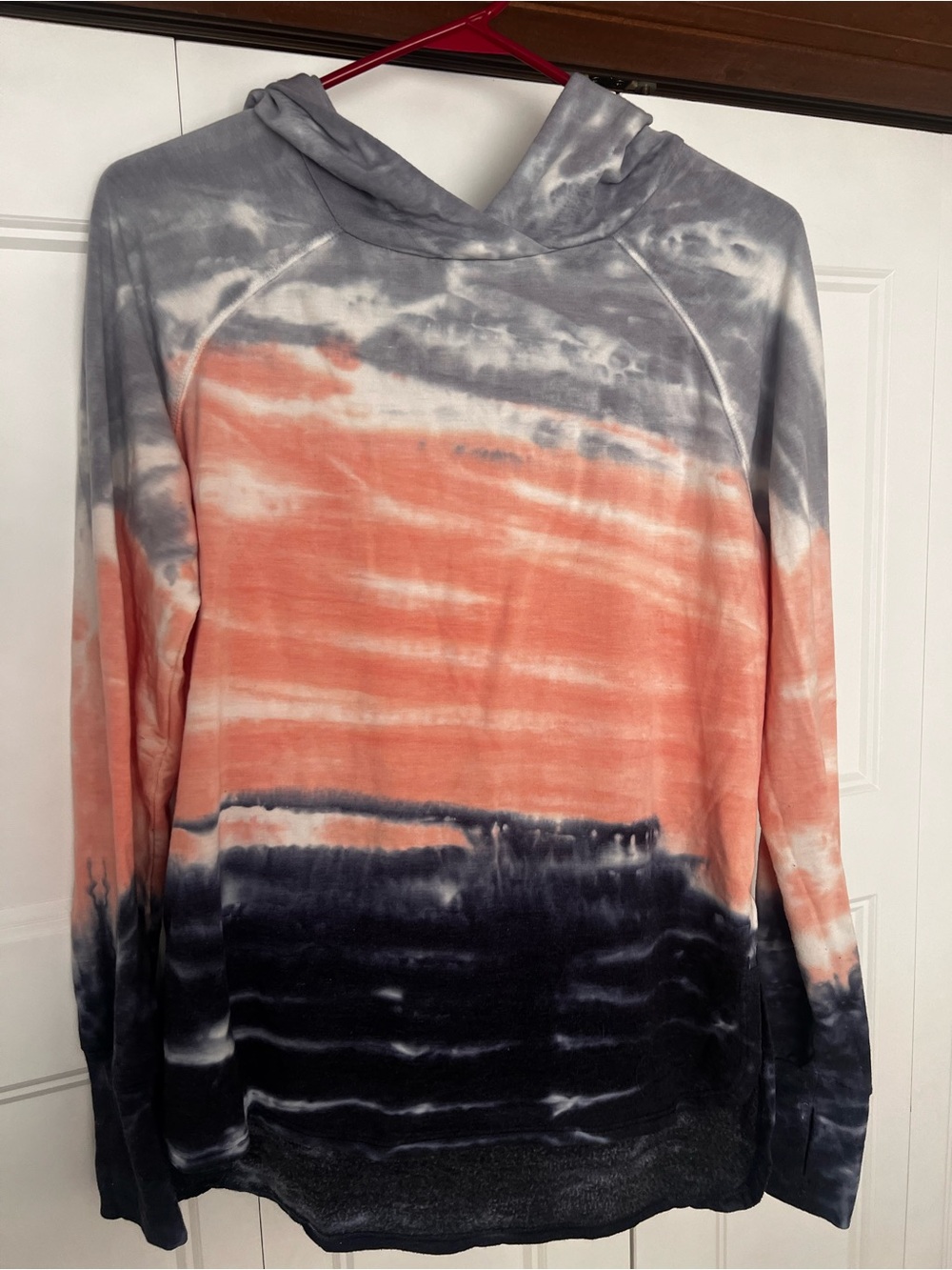 Tie-Dye Hooded Pullover - Peach, Blue/Navy- women’s Medium - lightweight
